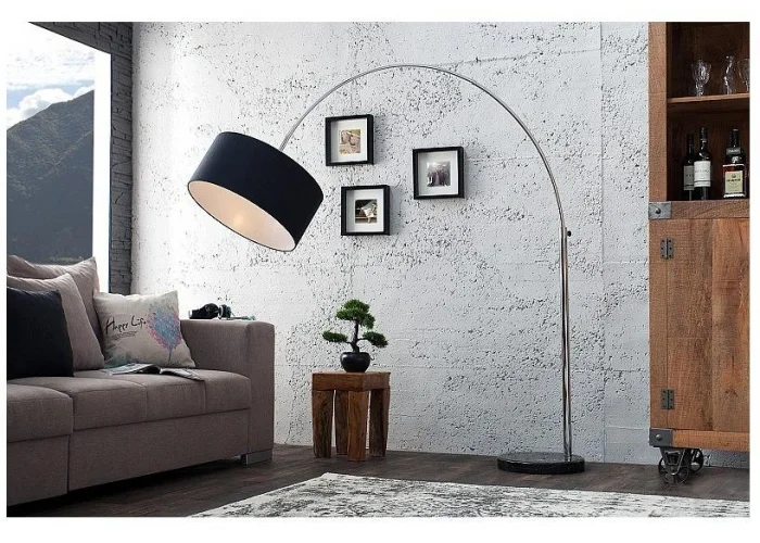 Stojací lampa Big Bow výsuvná černém lenu