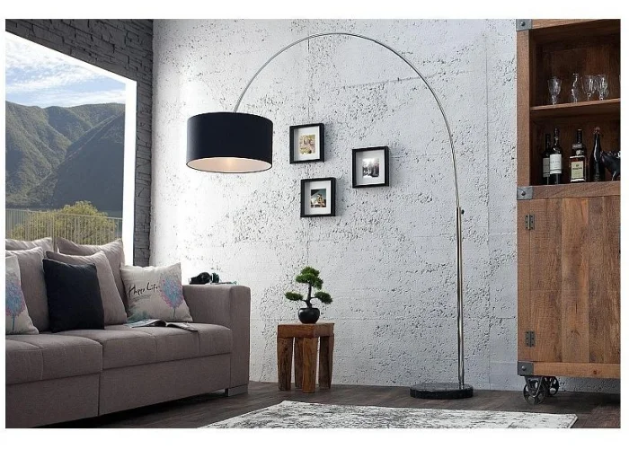 Stojací lampa Big Bow výsuvná černém lenu