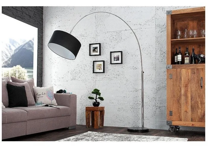 Stojací lampa Big Bow výsuvná černém lenu