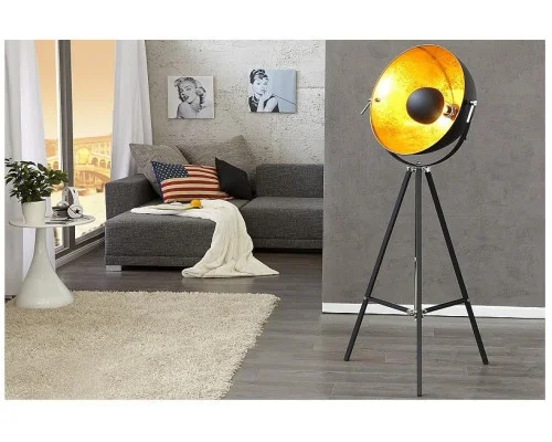 Stojací lampa Big Studio černé zlato 160cm 2