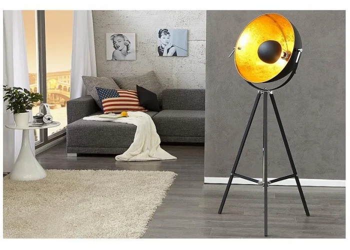 Stojací lampa Big Studio černé zlato 160cm