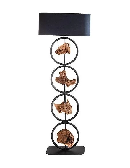 Stojací lampa Elements černá akácie 147cm