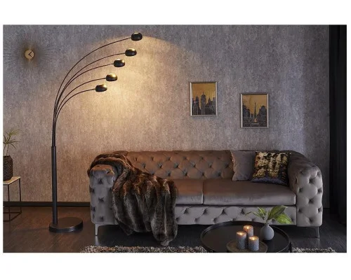 Stojací lampa Five Lights černé zlatě