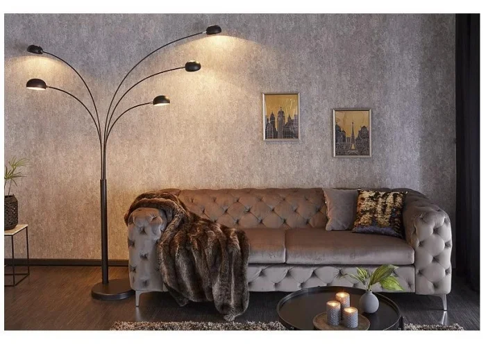 Stojací lampa Five Lights černé zlatě