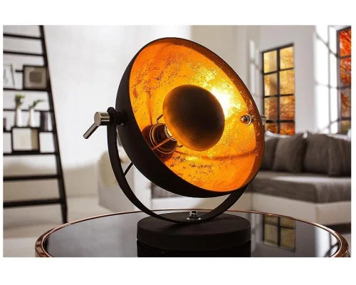 Stolní lampa studio černá zlatá 40cm