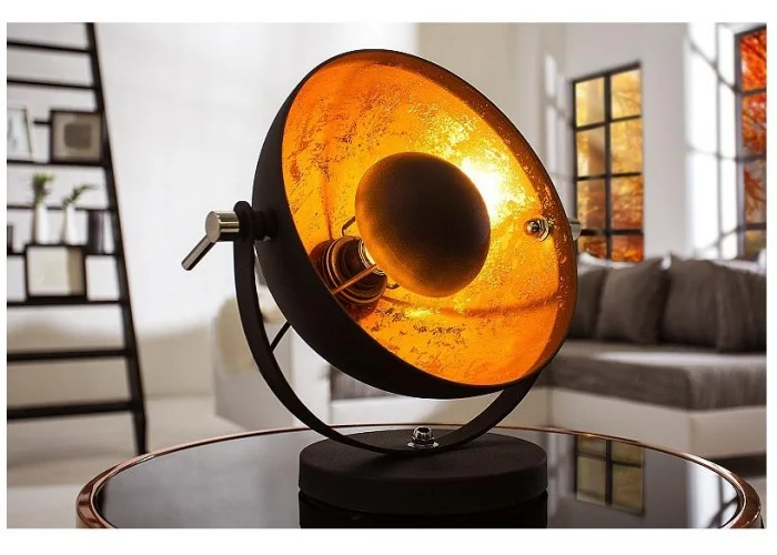 Stolní lampa studio černá zlatá 40cm