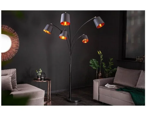 Stojací lampa modern černé zlato 202cm
