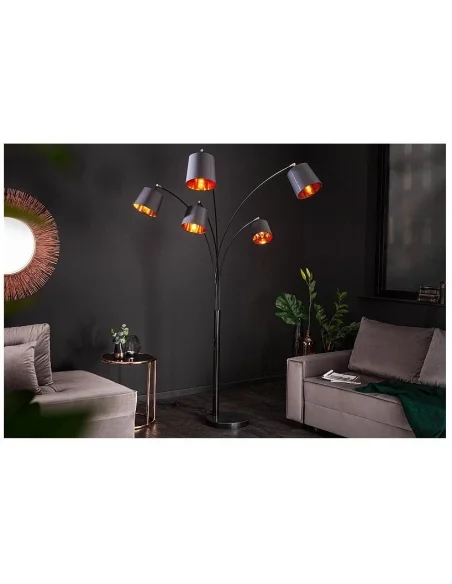 Stojací lampa modern černé zlato 202cm