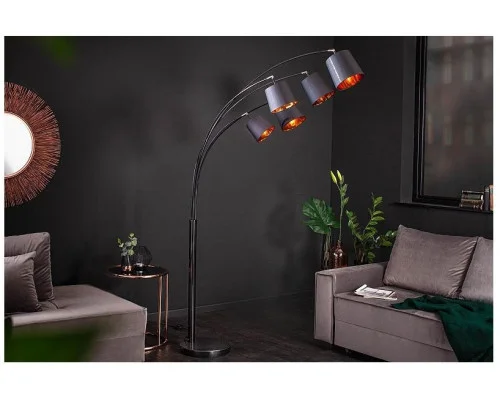 Stojací lampa modern černé zlato 202cm 2