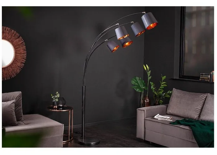 Stojací lampa modern černé zlato 202cm