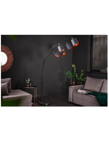Stojací lampa modern černé zlato 202cm