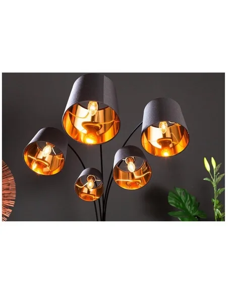 Stojací lampa modern černé zlato 202cm