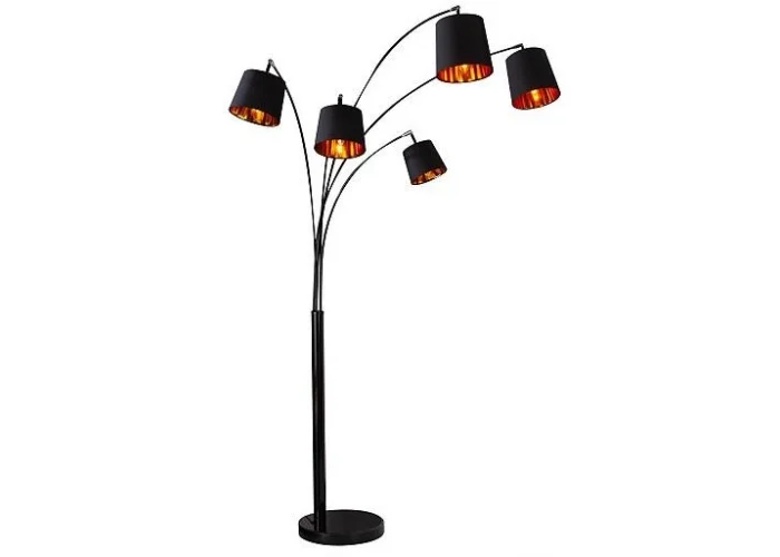 Stojací lampa modern černé zlato 202cm