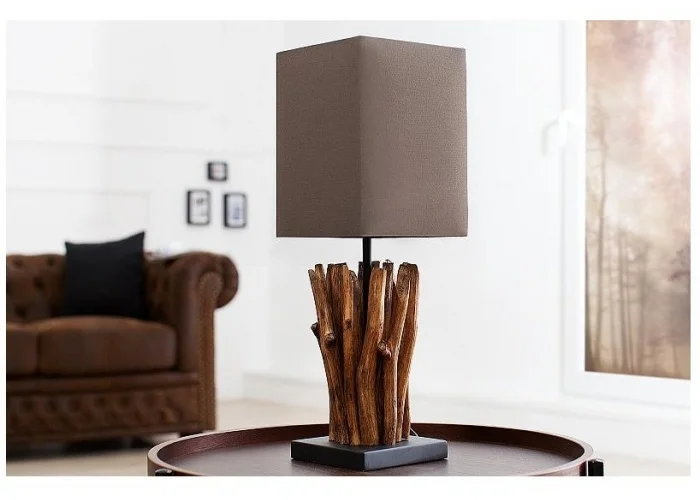 Stolní lampa z naplaveného dřeva Euphoria šedohnědá
