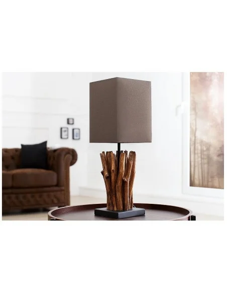 Stolní lampa z naplaveného dřeva Euphoria šedohnědá