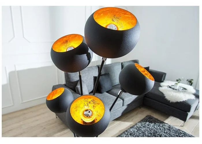 Stojací lampa Magma černá zlatá 170cm