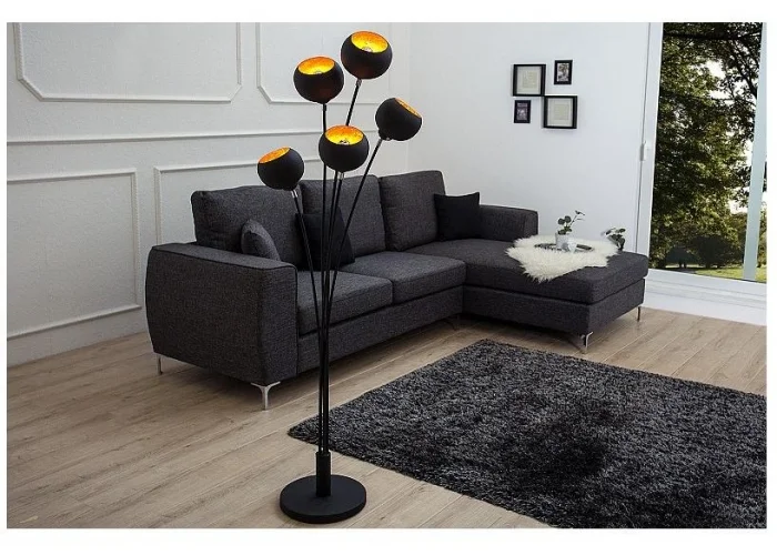 Stojací lampa Magma černá zlatá 170cm