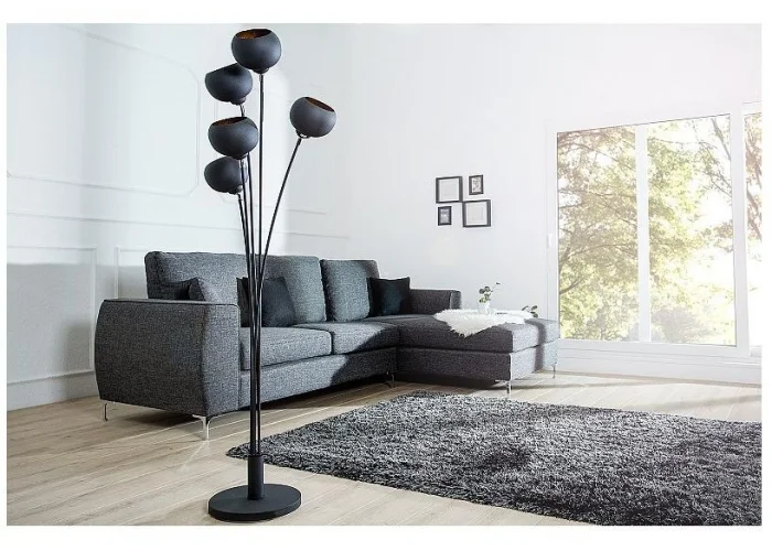 Stojací lampa Magma černá zlatá 170cm