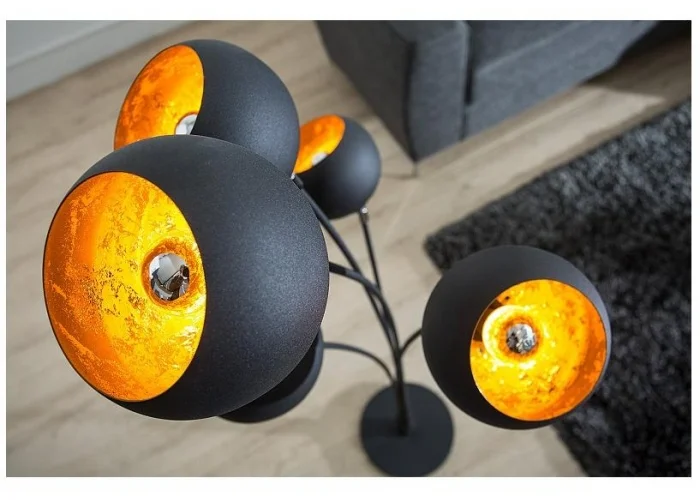 Stojací lampa Magma černá zlatá 170cm