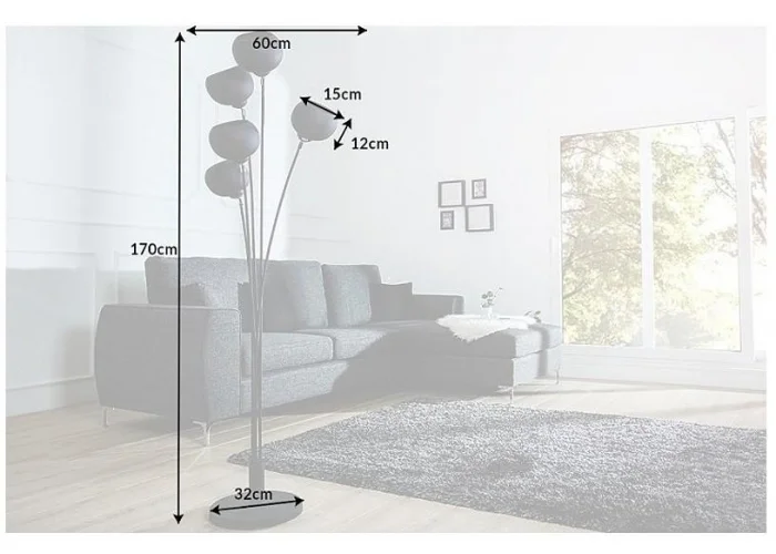 Stojací lampa Magma černá zlatá 170cm