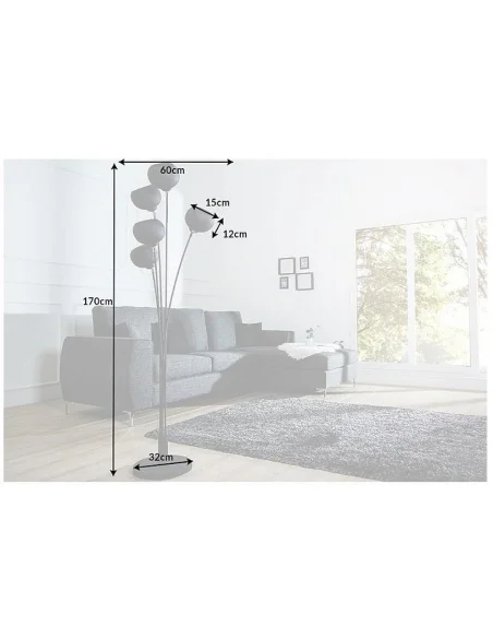 Stojací lampa Magma černá zlatá 170cm