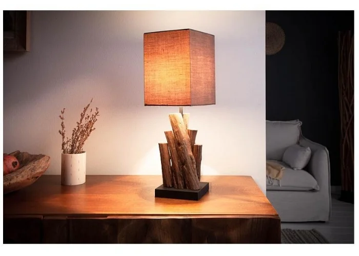 Stolní lampa čistá příroda železné dřevo 45cm