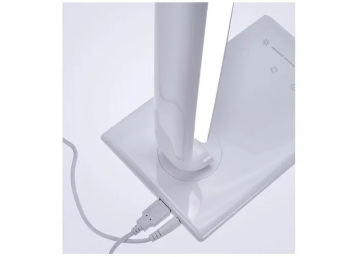 Solight LED stolní lampička stmívatelná, 12W, volba teploty světla, USB, bílý lesk