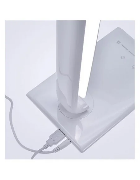 Solight LED stolní lampička stmívatelná, 12W, volba teploty světla, USB, bílý lesk