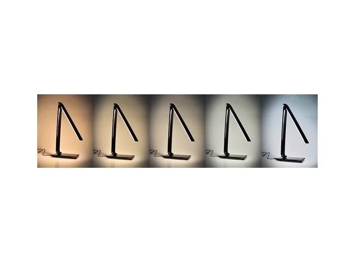 Solight LED stolní lampička stmívatelná, 12W, volba teploty světla, USB, bílý lesk