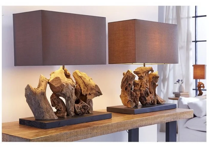 Stolní lampa v naplaveném dřevě Aragon