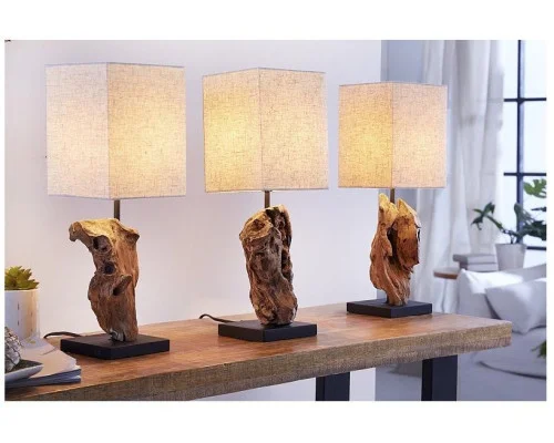 Stolní lampa z masivního dřeva Hypnotic béžová 2