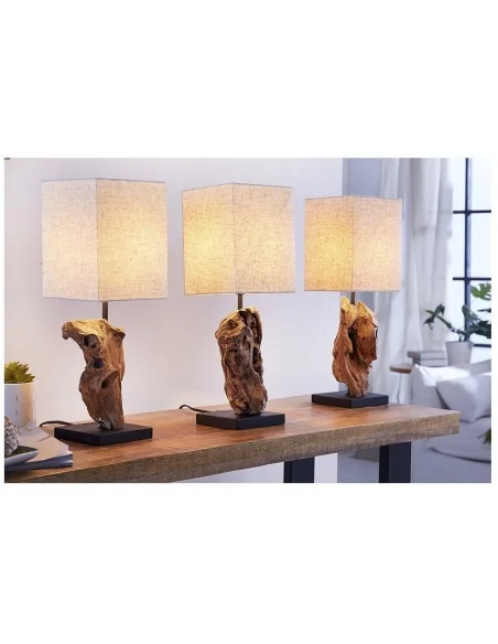 Stolní lampa z masivního dřeva Hypnotic béžová