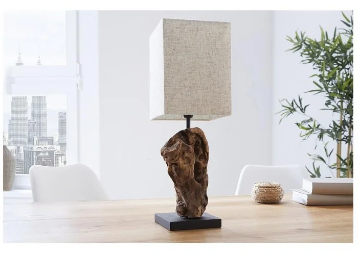 Stolní lampa z masivního dřeva Hypnotic béžová