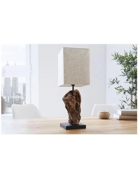 Stolní lampa z masivního dřeva Hypnotic béžová