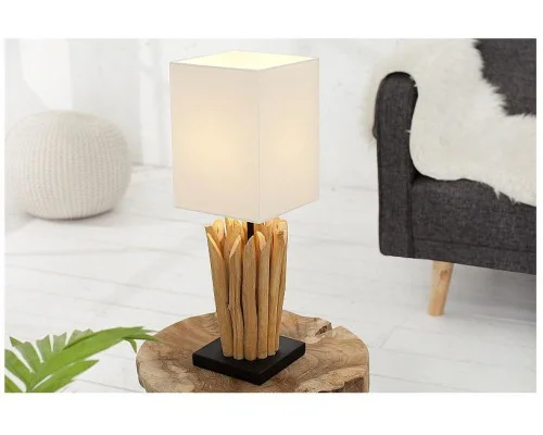 Stolní lampa z přírodního dřeva Euforie bílá