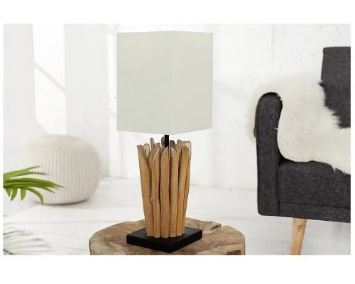 Stolní lampa z přírodního dřeva Euforie bílá 2