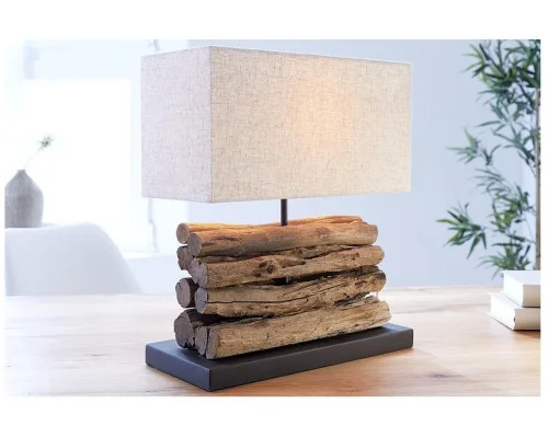 Stolní lampa z přírodního dřeva Perifere béžová