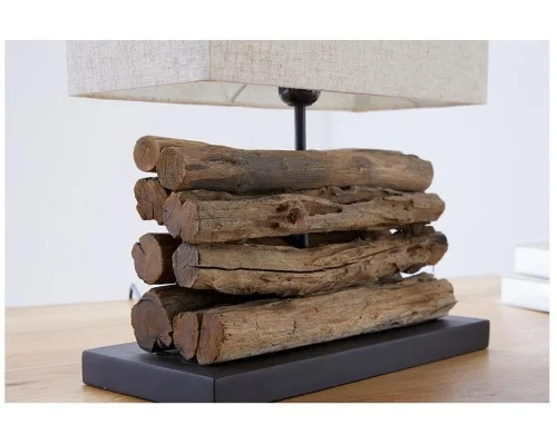 Stolní lampa z přírodního dřeva Perifere béžová 2