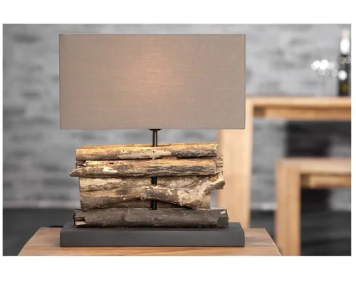 Stolní lampa z přírodního dřeva Perifere hnědá