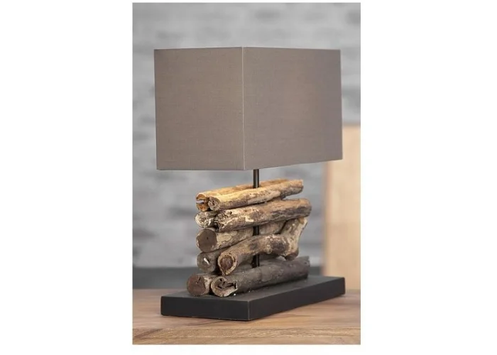 Stolní lampa z přírodního dřeva Perifere hnědá