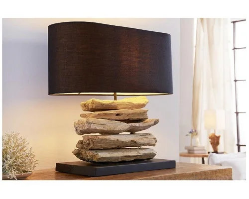 Stolní lampa z přírodního dřeva Perifere černá