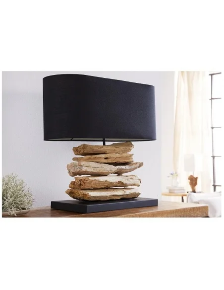 Stolní lampa z přírodního dřeva Perifere černá