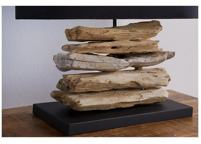 Stolní lampa z přírodního dřeva Perifere černá