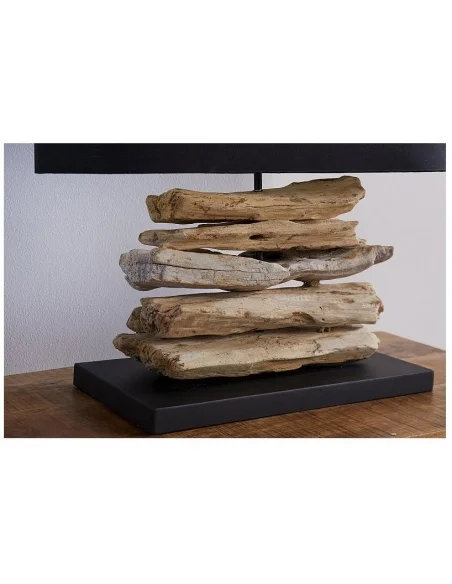 Stolní lampa z přírodního dřeva Perifere černá