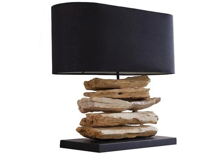Stolní lampa z přírodního dřeva Perifere černá