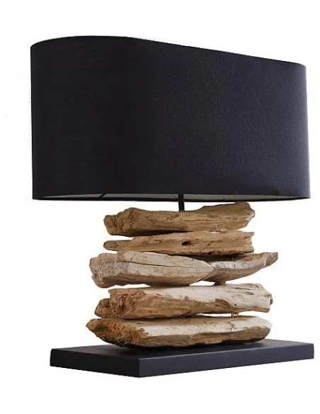 Stolní lampa z přírodního dřeva Perifere černá