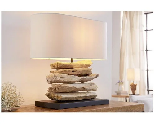 Stolní lampa v přírodního dřevě Riverine Bílá