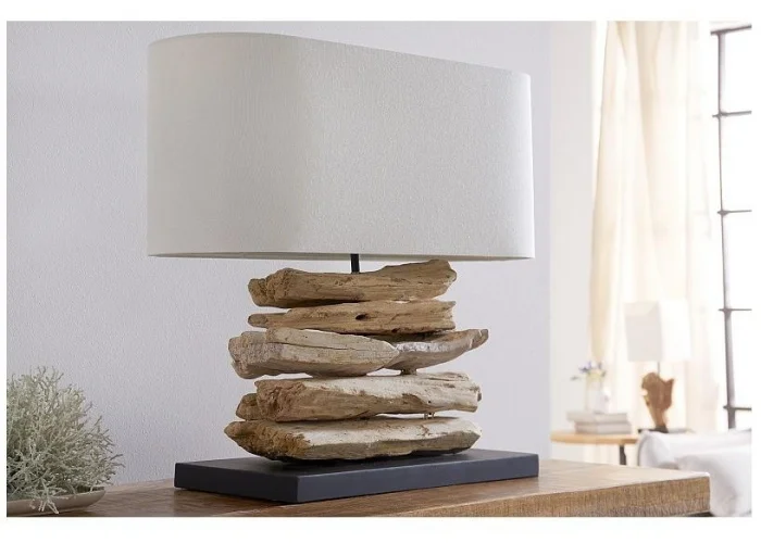 Stolní lampa v přírodního dřevě Riverine Bílá