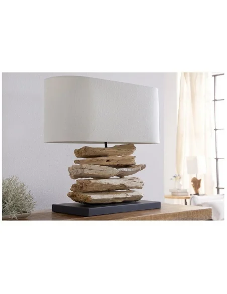 Stolní lampa v přírodního dřevě Riverine Bílá