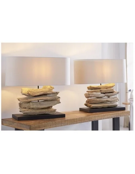 Stolní lampa v přírodního dřevě Riverine Bílá